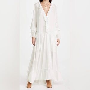 Free People Sweet Darlin’ Oversized Boho Maxi Dress White XS